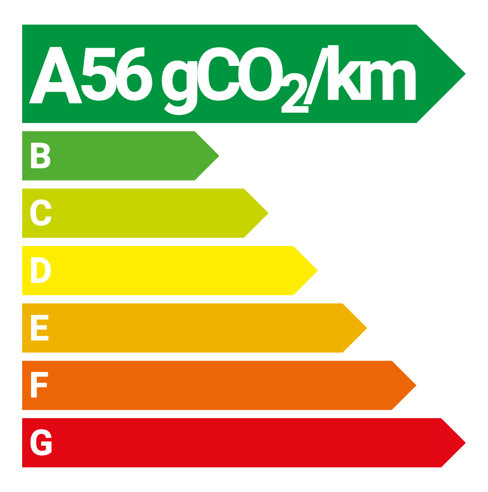 Étiquette énergie-CO₂, classe A, 56 g de CO₂ par kilomètre